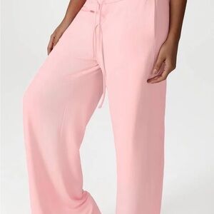Light Pink Wide-Leg Drawstring Pants